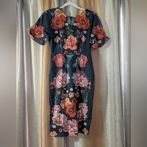 🎉 2 for $20 🎉 ASOS Black Dress with Vibrant Floral Patterns